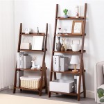 Wddwymll Industrial Style Design Ladder Shelf Sturdy Easy Assembly Bookcase,Retro Storage Shelves,for Hallway,Balcony,BedroomWood Color Brown