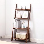 Wddwymll Industrial Style Design Ladder Shelf Sturdy Easy Assembly Bookcase,Retro Storage Shelves,for Hallway,Balcony,BedroomWood Color Brown