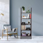 WiCCI Ladder Shelf 5-Tier Multifunctional Modern Wood Plant Flower Book Display Shelf Home Office Storage Rack Leaning Ladder Wall Shelf Brown Color,Smooth Beautiful and Sturdy
